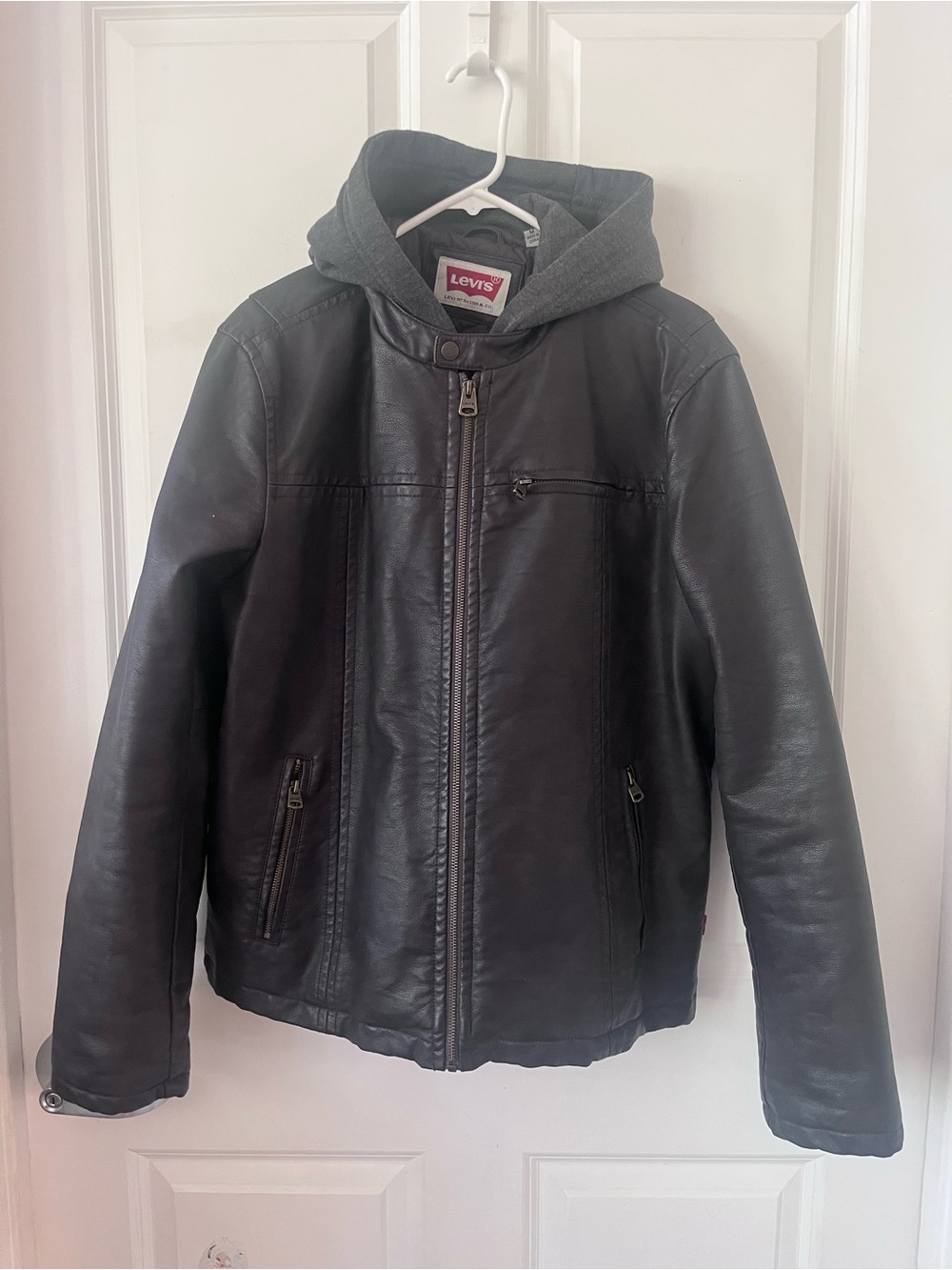 Levi's mens Black Jacket with Gray Attached Hood